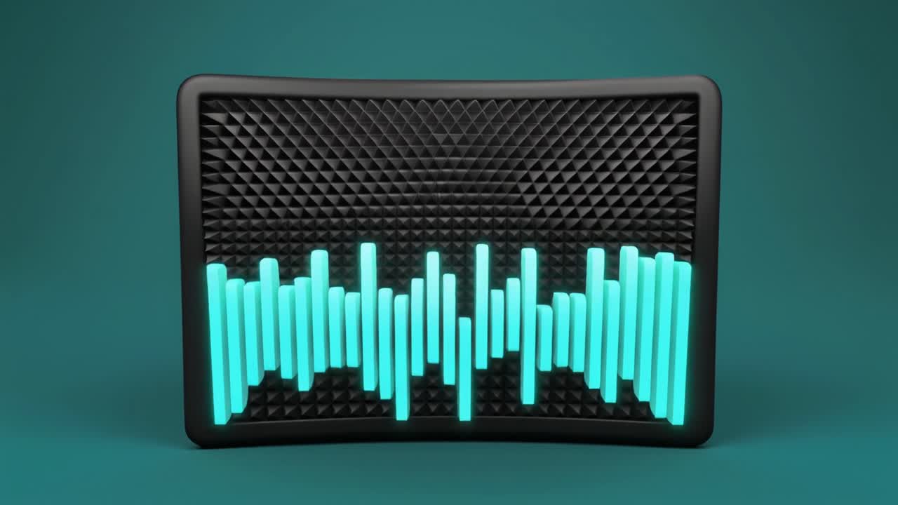 Dynamic Blue Equalizer Bars Pulsing on a Speaker Grid