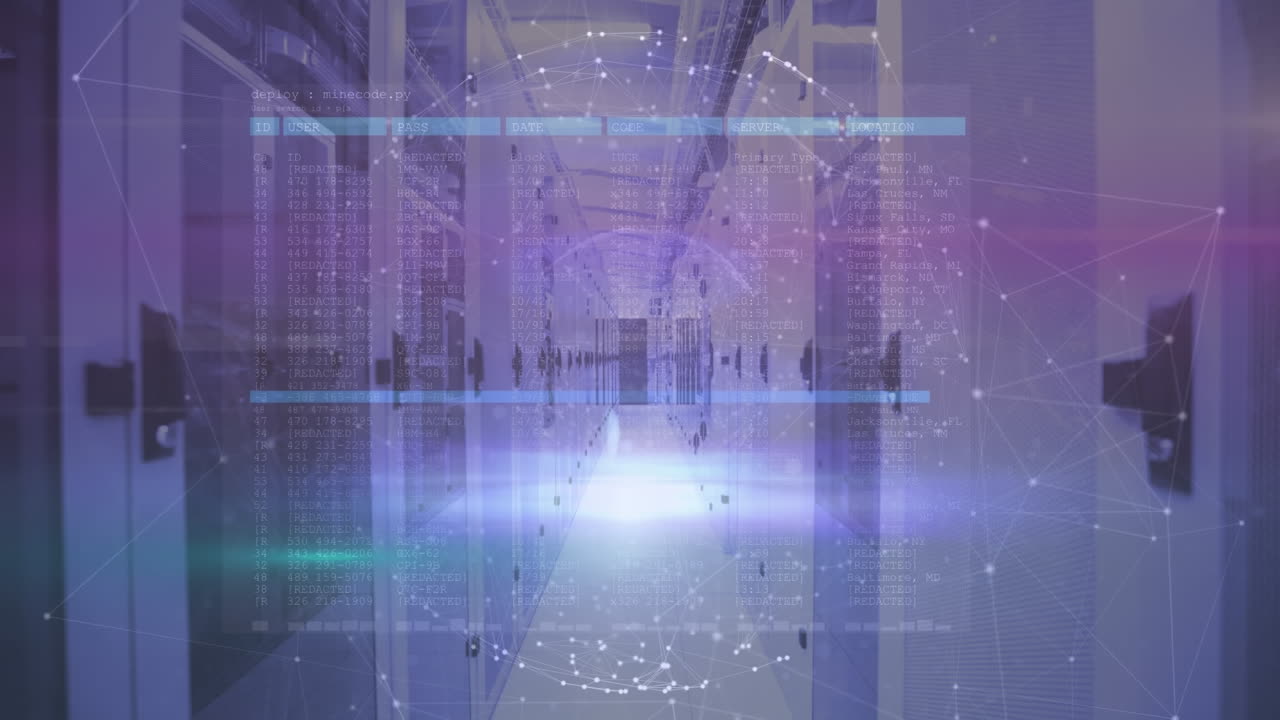 빈 컴퓨터 서버  ⁇ 에 대한 연결 네트워크의 전 세계에 대한 데이터 처리 애니메이션