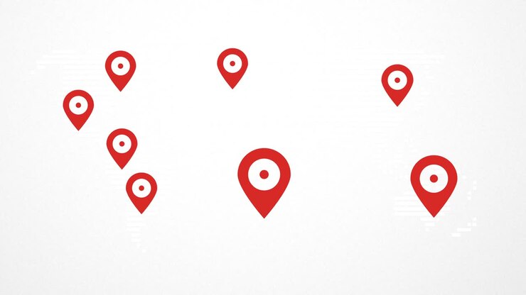 Abstract world map with red pin points