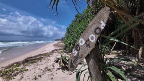 abandoned restaurant sign developing country beach destination paradise sri lanka