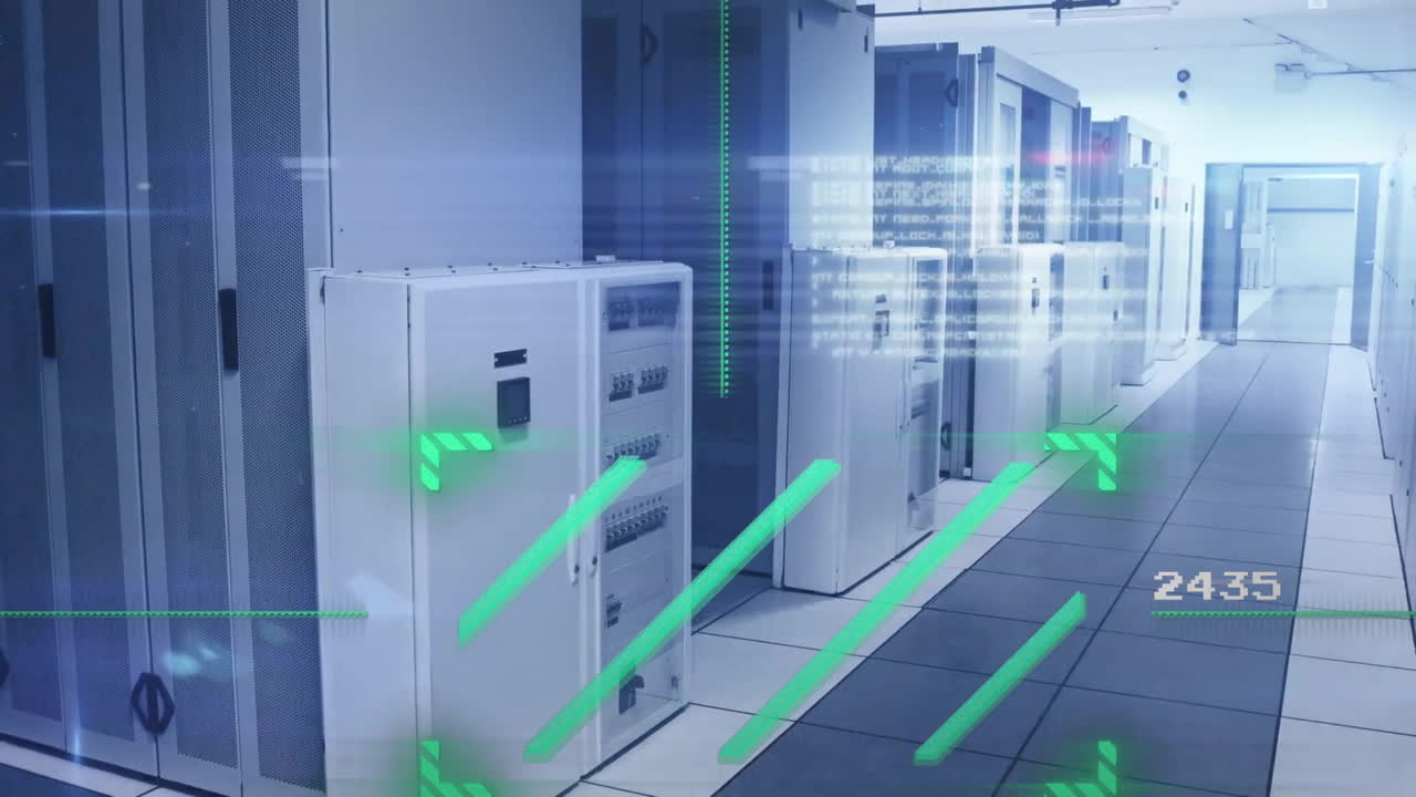 animación del procesamiento de datos a través de servidores informáticos