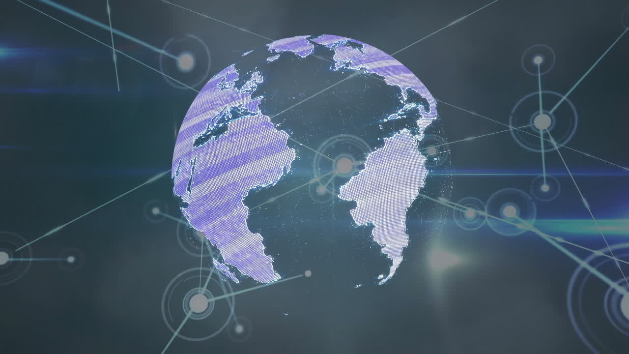연결 및 아이콘의 네트워크와 함께 지구의 애니메이션