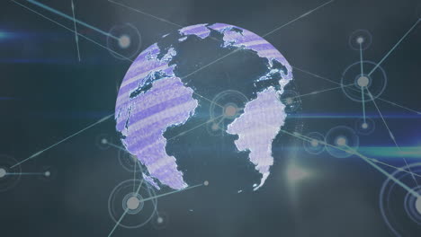 animación del globo con redes de conexiones e íconos