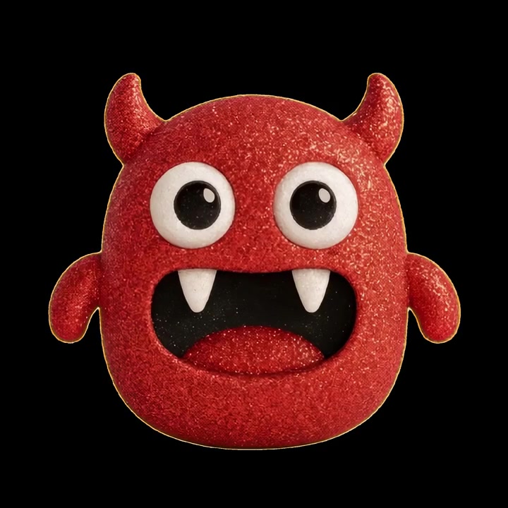 3D Animated Red Monster Character with Changing Expressions