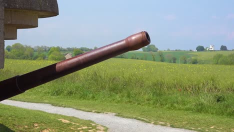 An-anti-aircraft-artillery-bunker-ruins-along-the-coast-of-Normandy-France-reminds-visitors-of-D-Day-World-War-two-1