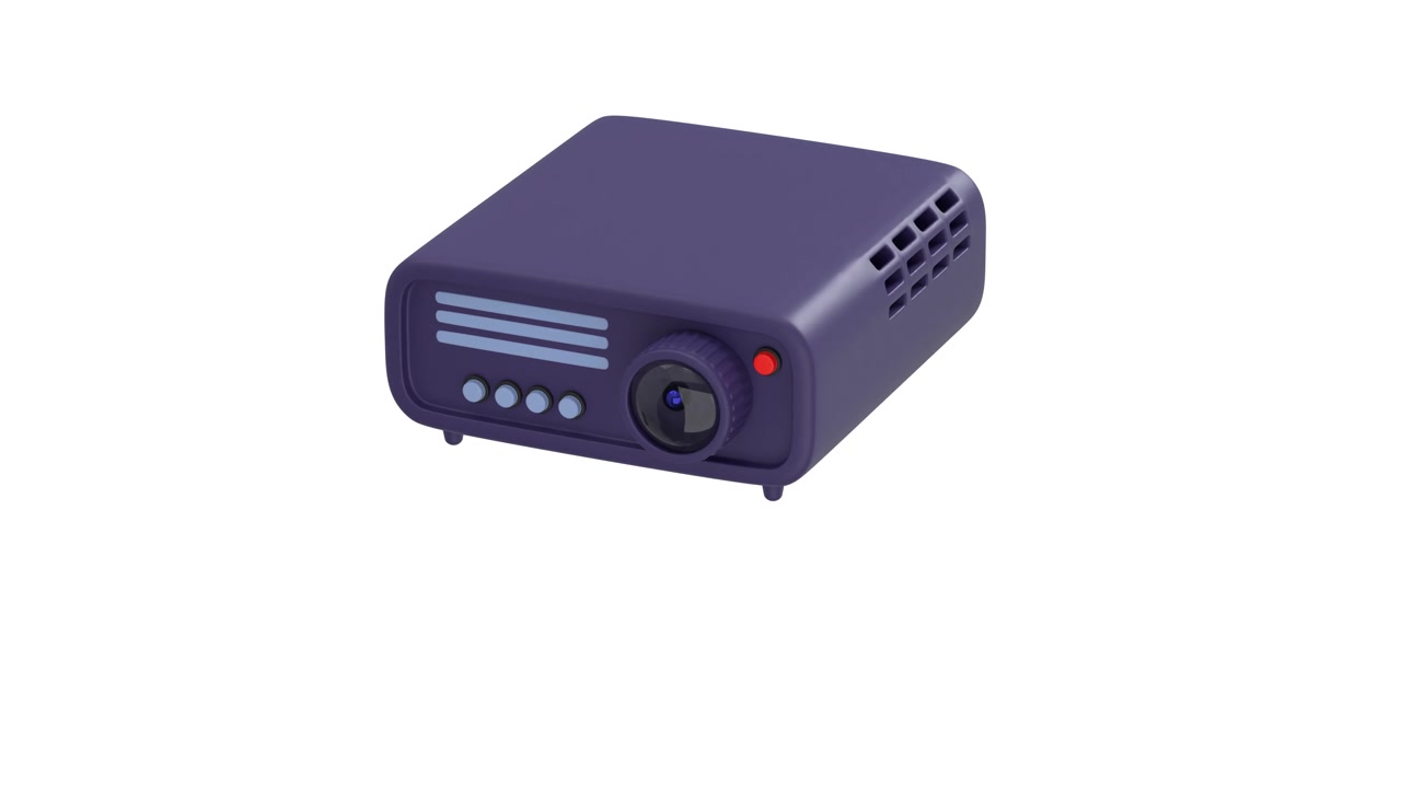 3D Render of a Purple Digital Projector Rotating