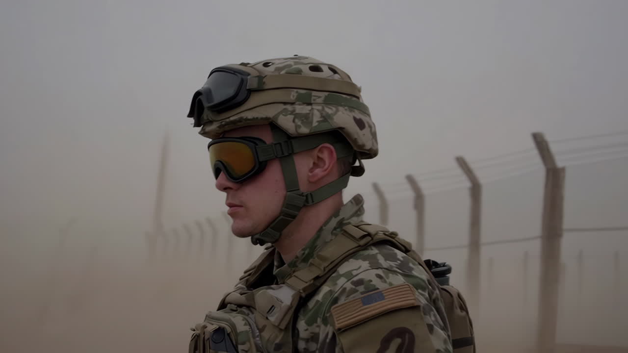Military Personnel in a Sandstorm