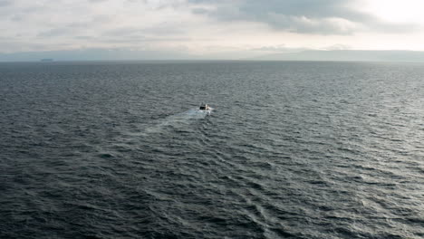 Open-Water-Of-Adriatic-Sea-With-Speedboat-Fishing-For-Tuna-At-Early-Morning