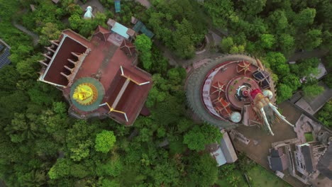 top shot view of wat samphran dragon temple in sam phran district in nakhon pathom province near bangkok, thailand