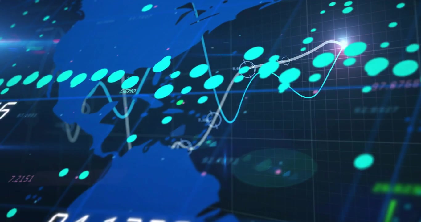 Animated data dashboard on pulse, tracing waveform, moving band, updating numbers to show trends