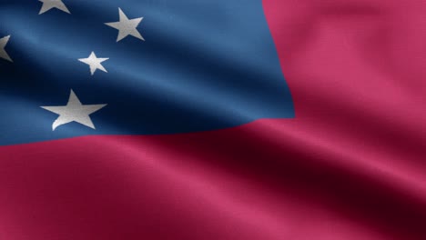 primer plano ondeando lazo 4k bandera nacional de samoa