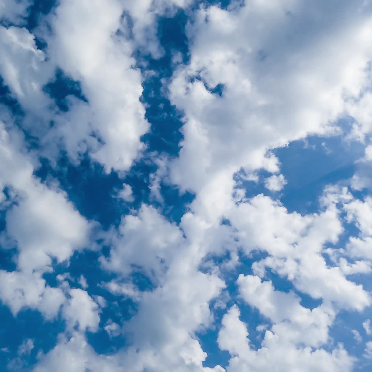 Light white clouds spreading along the blue skies. Beautiful cotton clouds looking heavenly in the sun rays. Timelapse