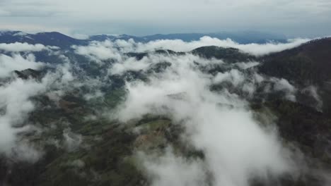 aerial view morning mist fog over los angeles neighborhood over clouds showing mountains in the di aerial view morning mist fog over los angeles neighborhood over clouds showing mountains in the distance