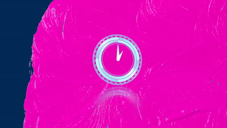 animation of digital clock on pink color pattern against black background