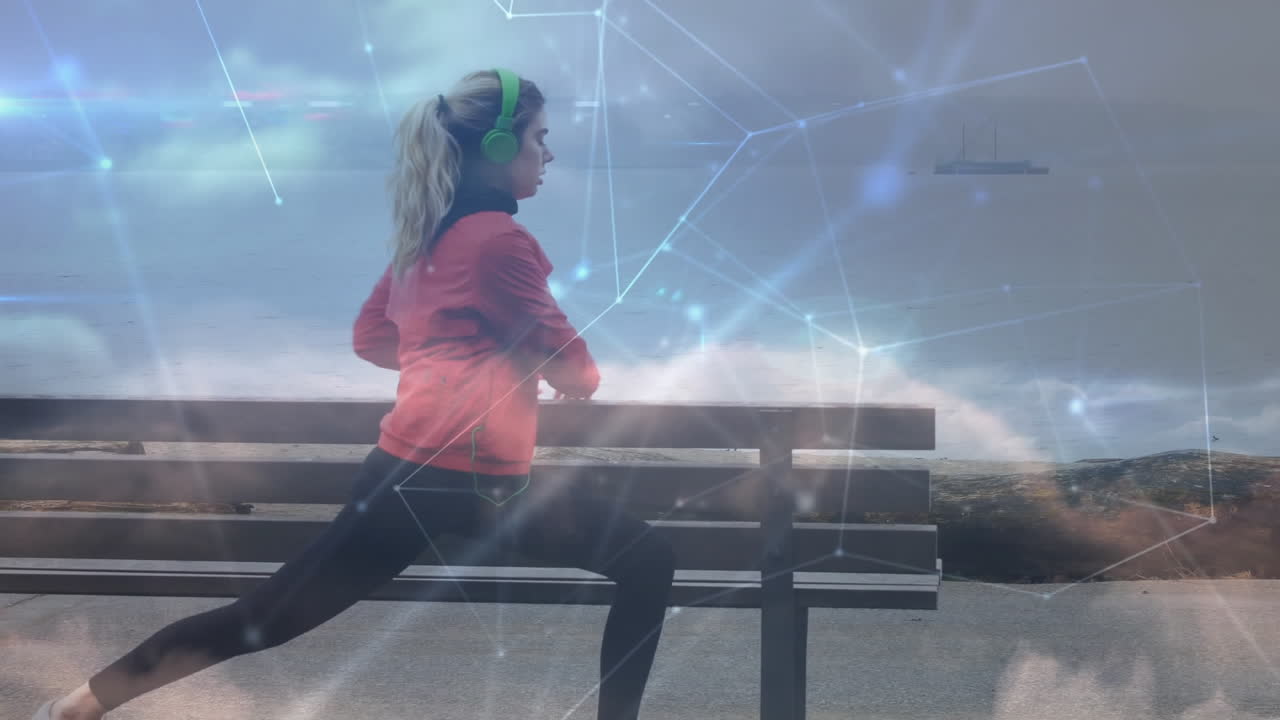 animación de la red de conexiones y procesamiento de datos sobre el ejercicio de la mujer