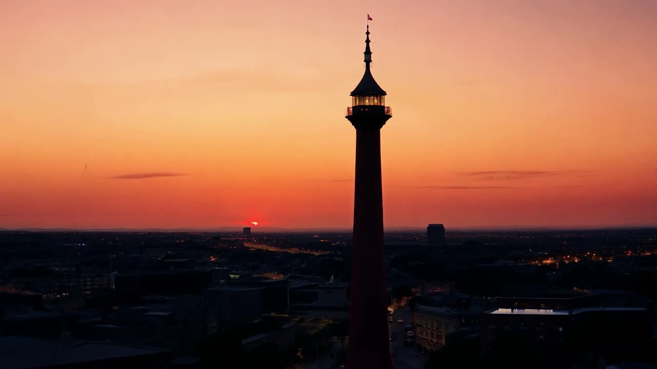 el amanecer iluminando el horizonte de la ciudad, creando un brillo cálido en los edificios y mejorando el paisaje urbano