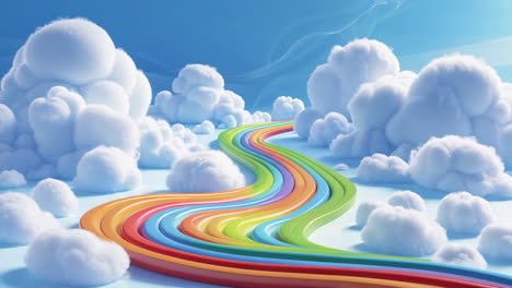 whimsical rainbow path winding through fluffy clouds