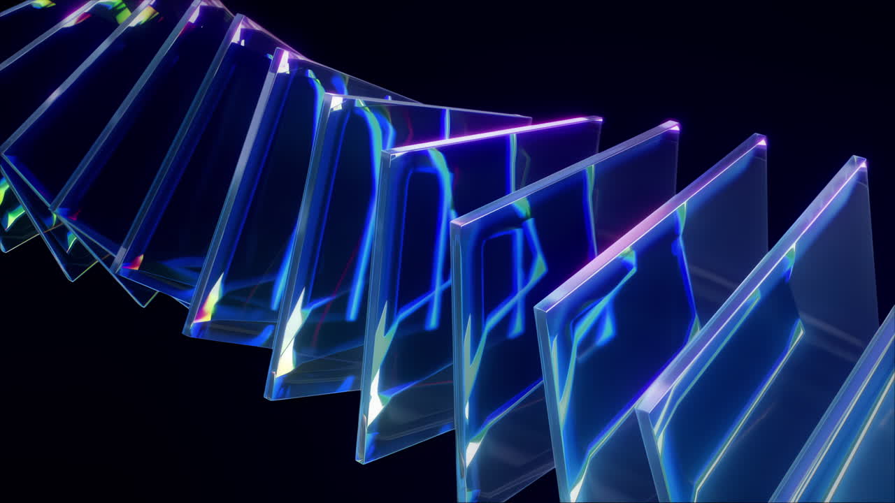 Looped rotation of reflective glass shapes