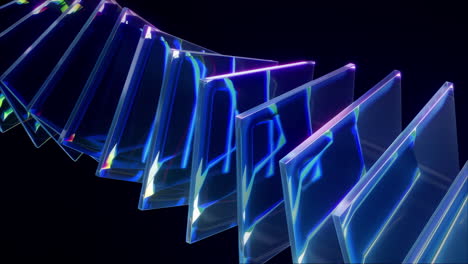 looped rotation of reflective glass shapes