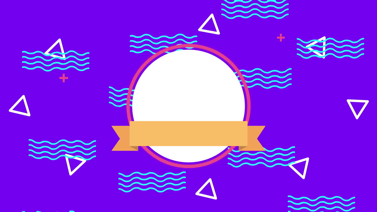 geometriske figurer animation med cirkulær ramme og bånd