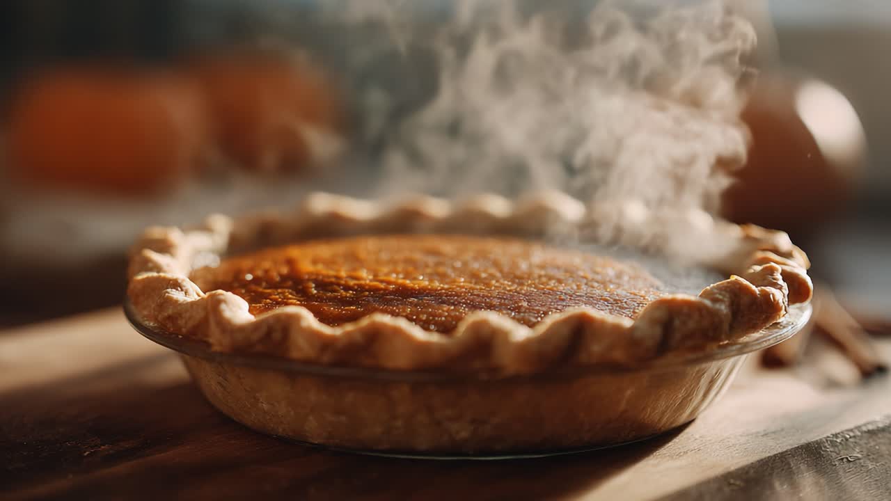Deliciously Flaky Freshly Baked Pie with Steam Rising, Evoking Comfort and Warmth, Perfectly Golden Crust and Rich Filling, Ideal for Any Gathering or Celebration