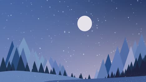 Animation-Von-Schnee,-Der-über-Die-Winterlandschaft-Fällt