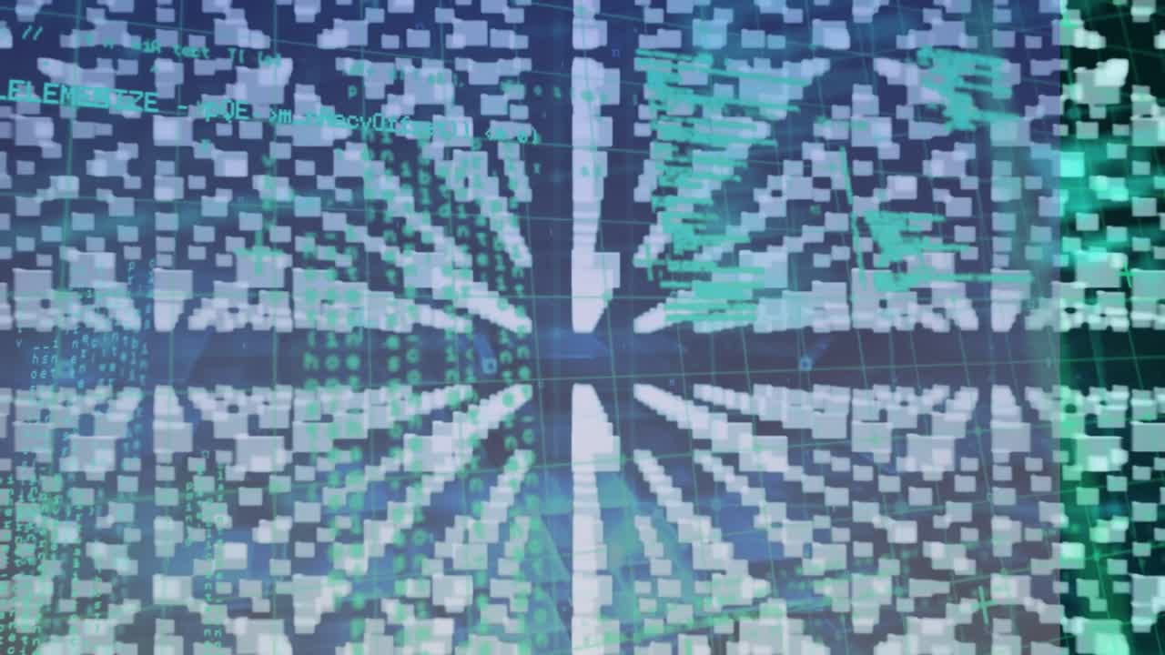 animación del procesamiento de datos a través de conexiones de microprocesador que forman un icono de candado de seguridad