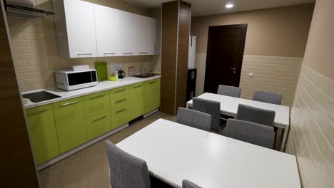 small modern kitchen and dining area