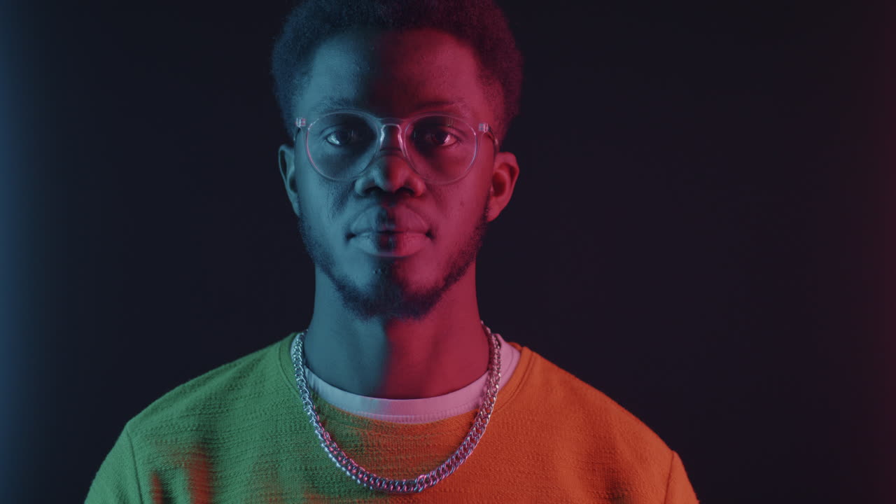 Portrait of a Man with Neon Lighting