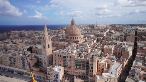 close aerial of basilica of our lady in valletta, malta