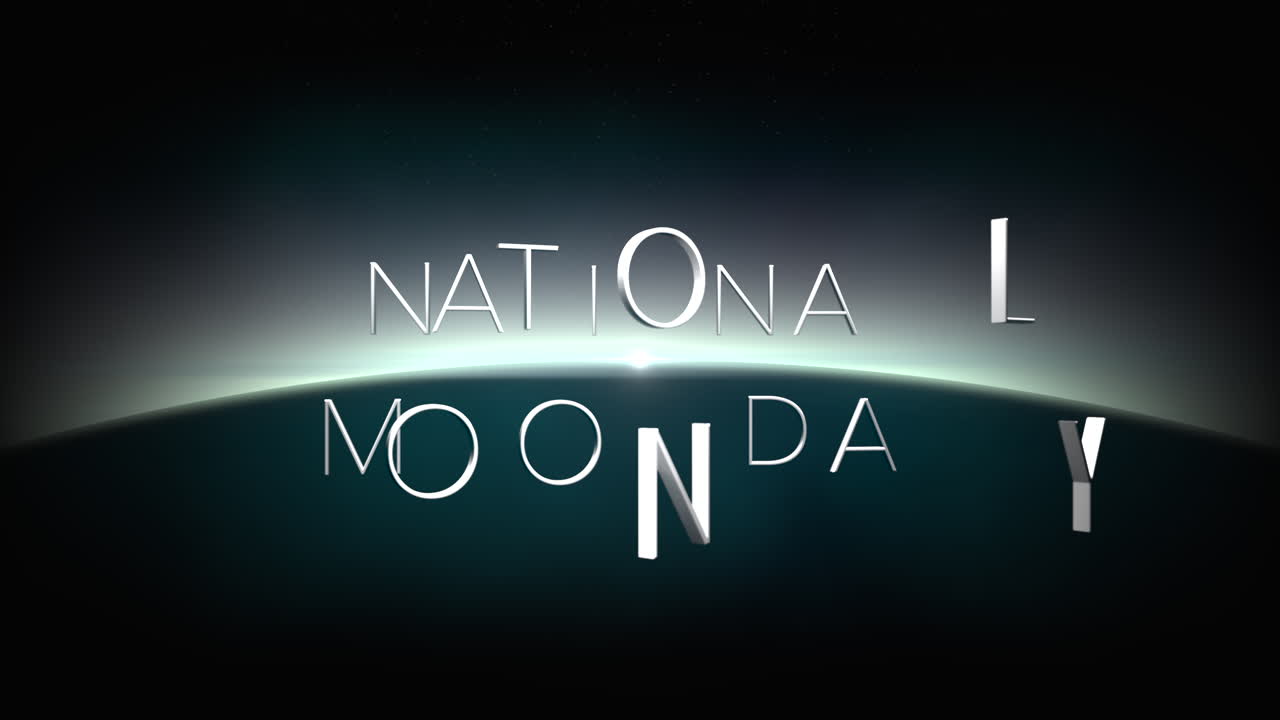 어두운 은하계에서 큰 행성과 파란 빛의 별과 함께 국가 달의 날