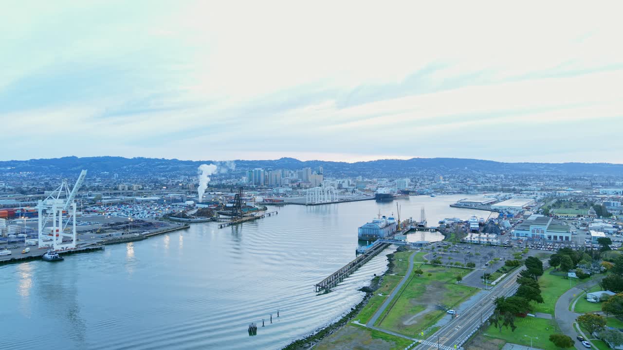 Alameda Point’s piers stretch into the bay, as aerial views reveal the interplay of land, water, and urban scenery. Shot on a DJI Air 3S.