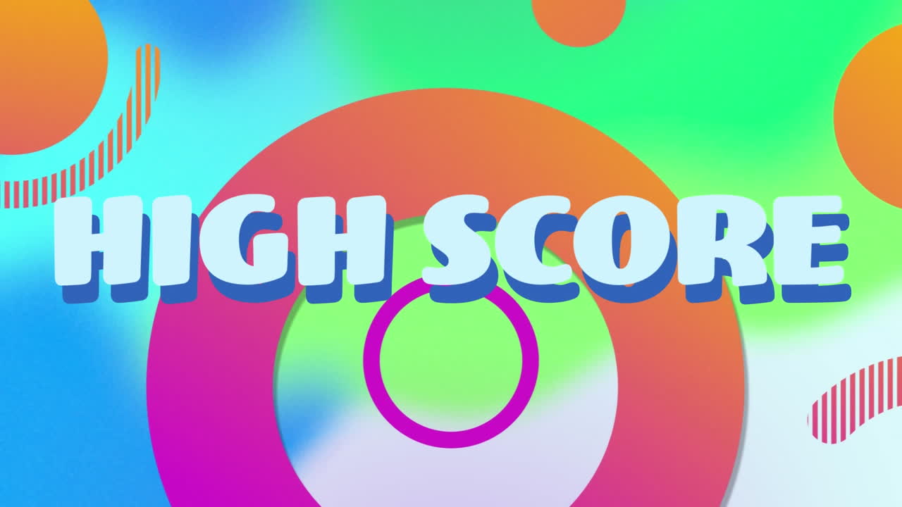 추상적인 모양의 배경 위에 높은 점수 텍스트의 애니메이션