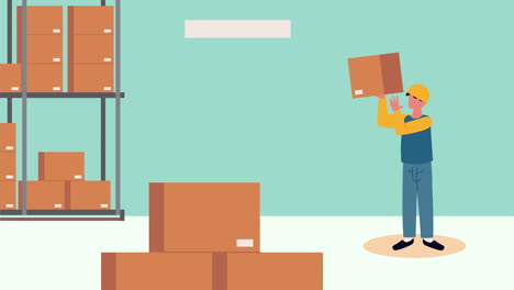 warehouse worker handling boxes