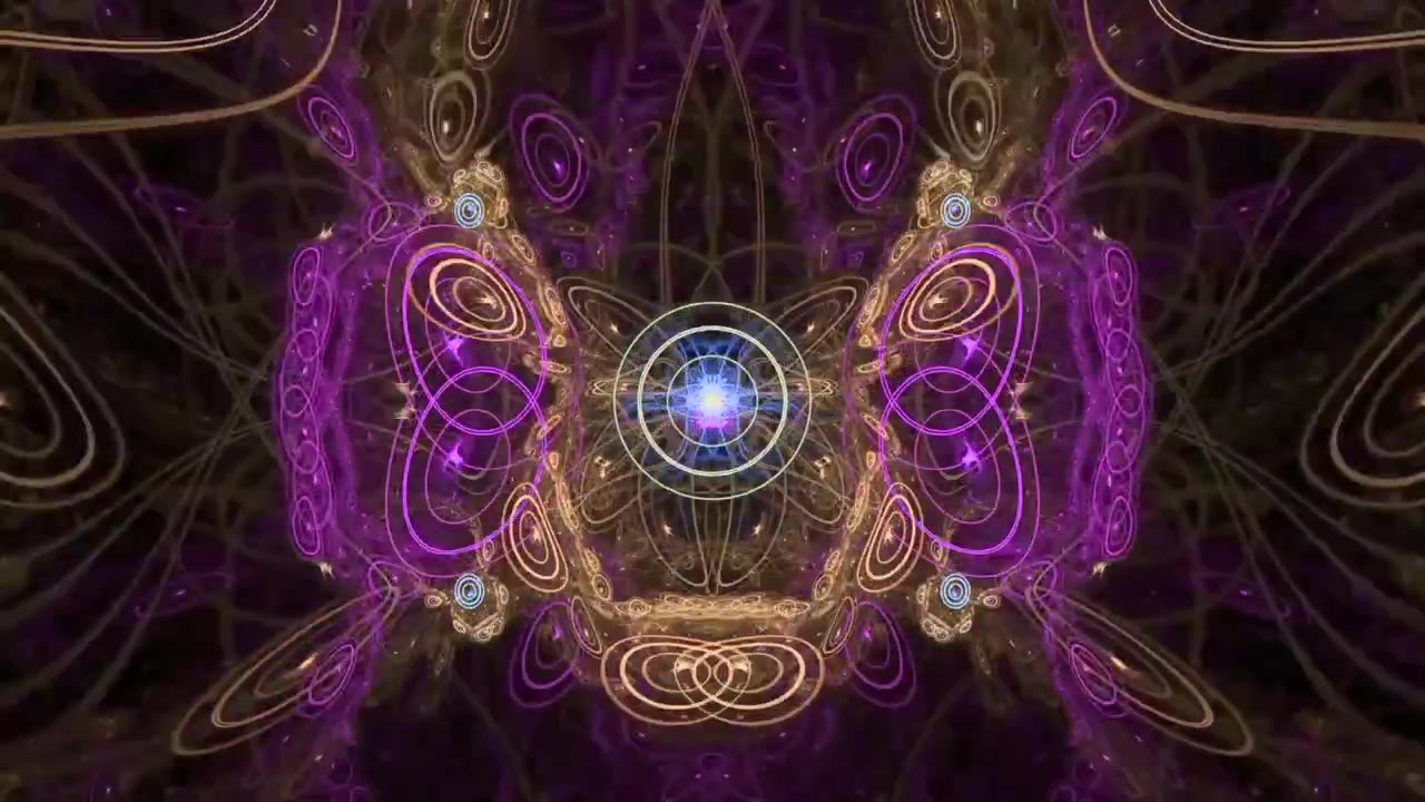 Evolving Psychedelic Fractal Pattern with Glowing Lines and Abstract Shapes