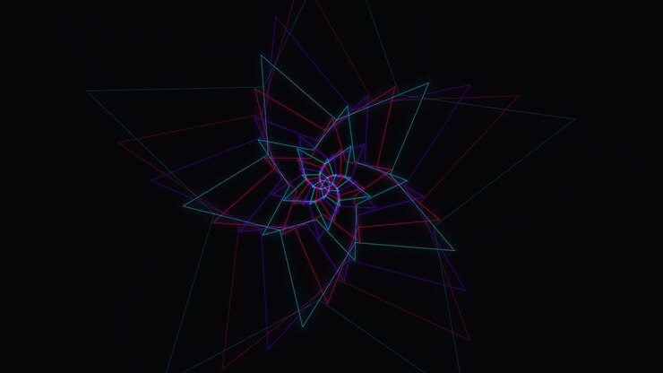 Abstract Geometric Star Pattern Rotating in Neon Colors