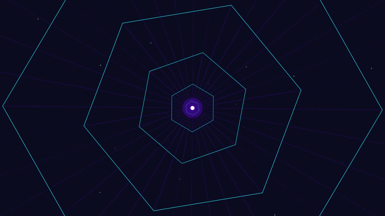 Animazione di un tunnel esagonale geometrico astratto