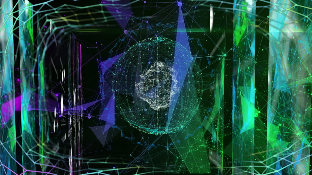 Animation of globe with connections and data processing