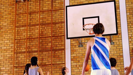 school kids playing basketball