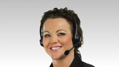 businesswoman talking on a helpdesk