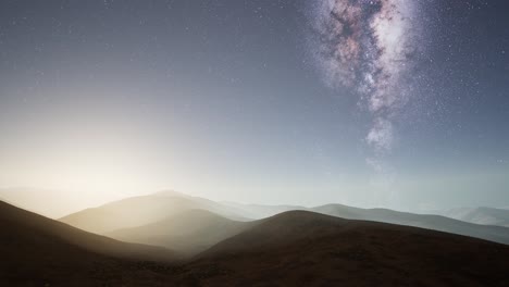 milky way stars above desert mountains