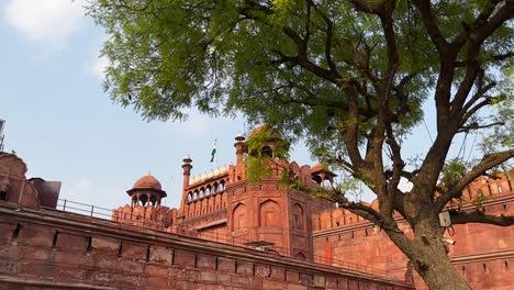 the exterior of the red fort in delhi, india