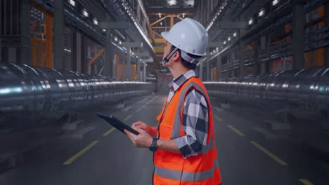 ingeniero inspeccionando una instalación industrial
