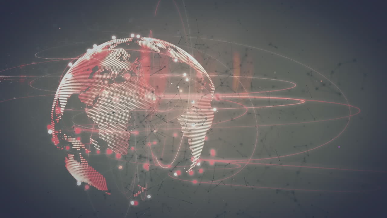 animación del giro del globo con una red de conexiones