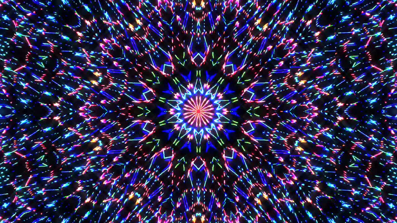 abstract caleidoscopio brillante hermosa línea roja azul movimiento suave con movimiento de luz brillante
