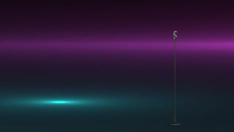 animation of vintage microphone on purple background