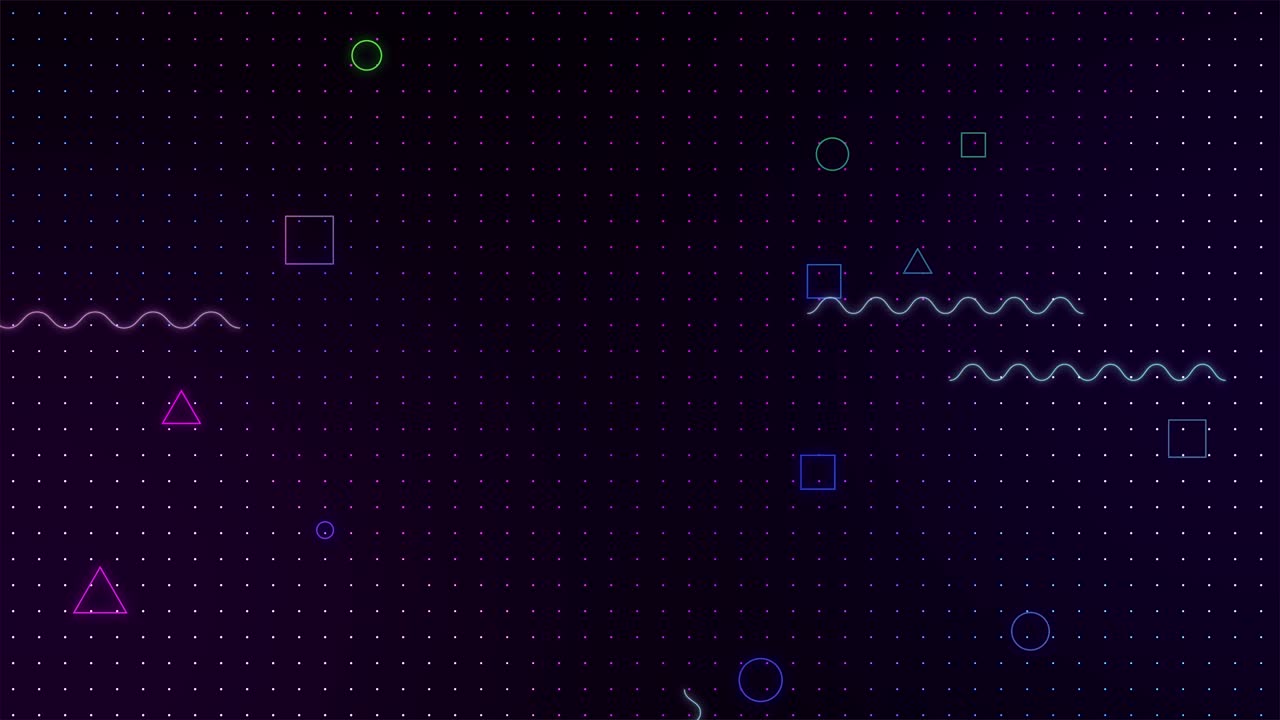 Motion abstract geometric shapes zigzag, circles, triangles, grid Memphis background. geometrical shapes. 4k Seamless looped stock animation.