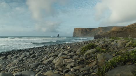 Wide-angle-of-a-rocky-beach-in-south-of-Portugal