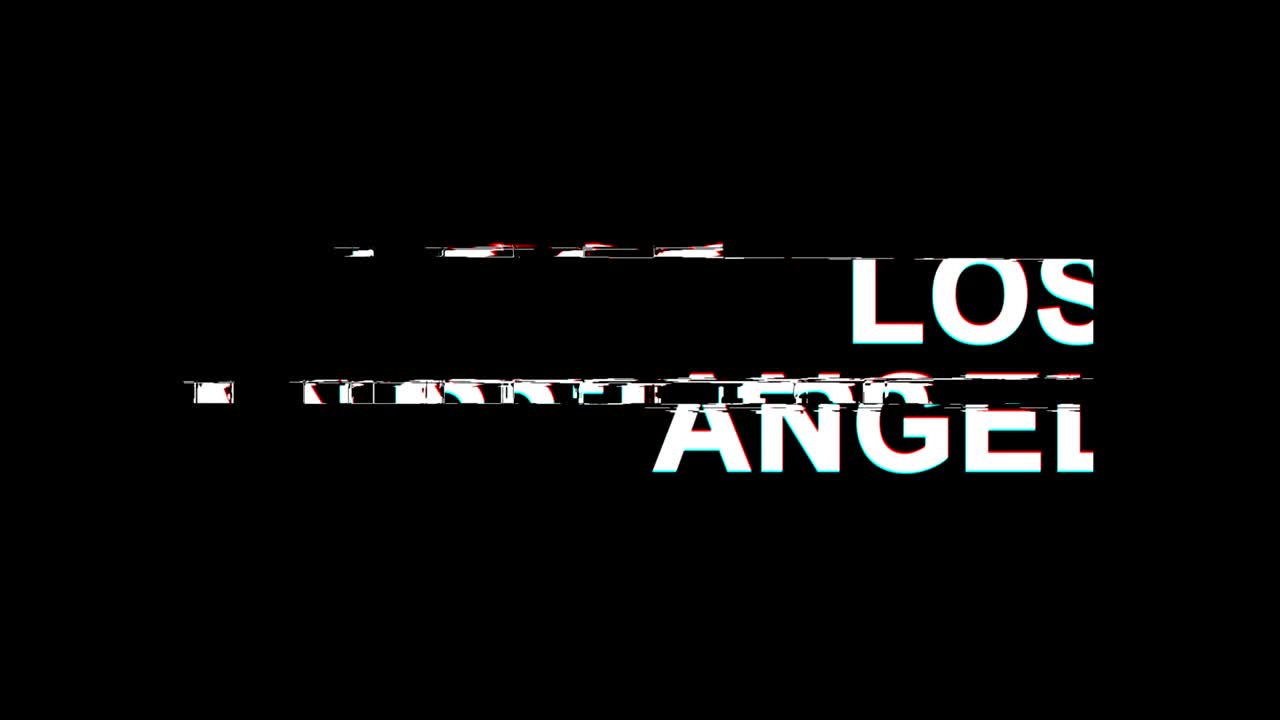los ángeles efecto glitch texto distorsión de televisión digital animación en bucle 4k