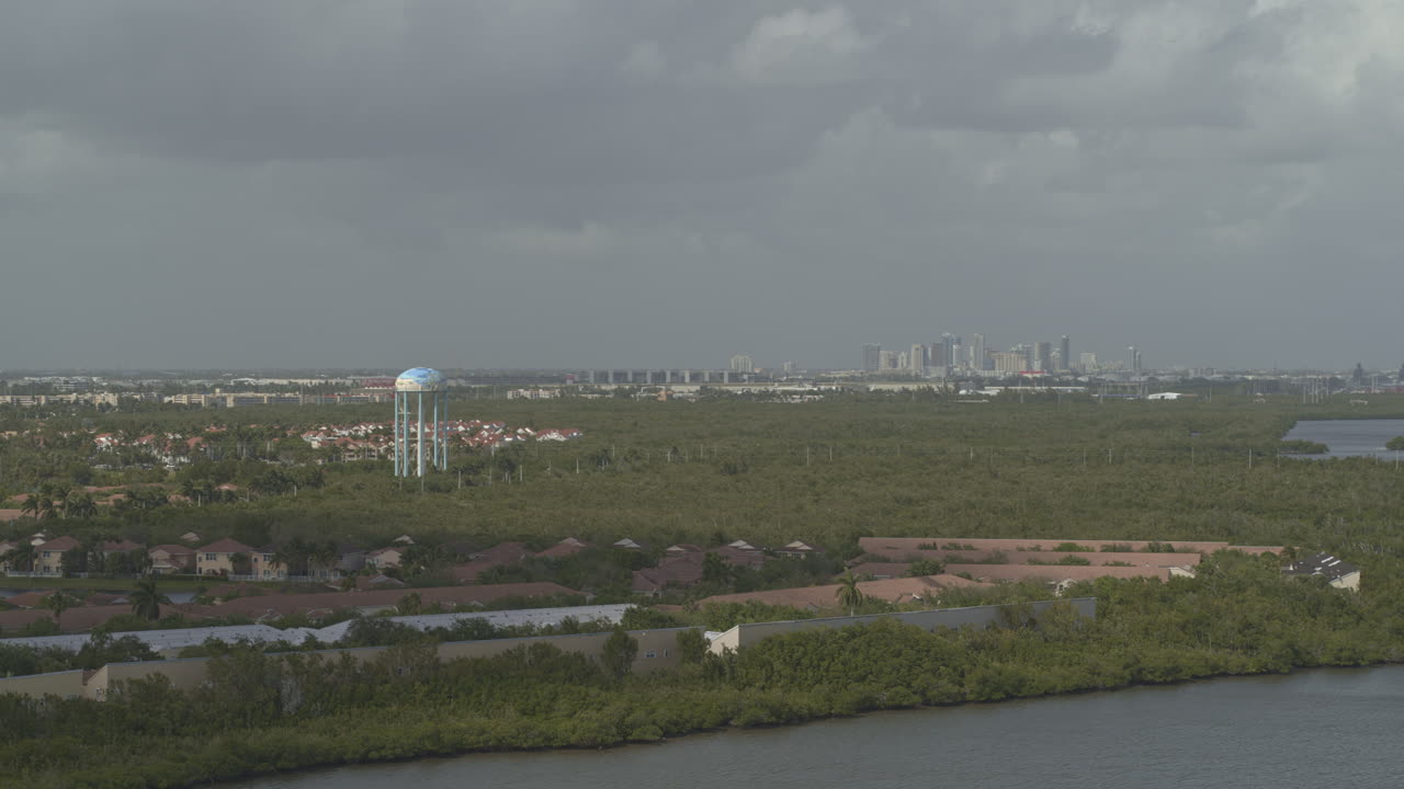 Hollywood Florida Aerial v1 panning view over hollywood to the fort lauderdale skyline - DJI Inspire 2, X7, 6k - March 2020